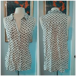 Just Living black & white polka dot blouse- small WN
